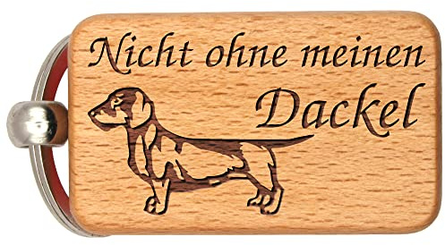 dekolaser24 Schlüsselanhänger Holz Nicht ohne meinen Rauhaardackel | Handgemacht aus Buchenholz - lustiger Spruch für Dackel-Liebhaber - Geschenk zum Geburtstag oder Weihnachten