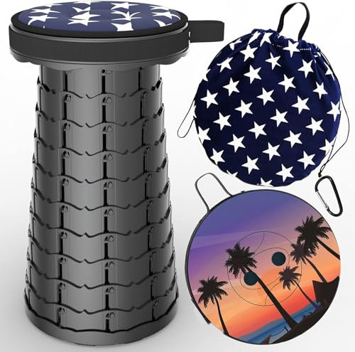 ALEVMOOM Sgabello Pieghevole Portatile con Cuscino,Sgabello da Campeggio per Adulti,Sgabello da Campeggio Telescopico Sgabello Pieghevole per Pesca BBQ Interni Attività (Stile Romantico)