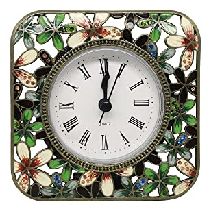 Pewery Dekorative Mini-Tischuhr, Vintage, Metall, leise, analoge Uhr, Quarz, batteriebetrieben, Tischuhr für Wohnzimmer, Dekoration, Regal