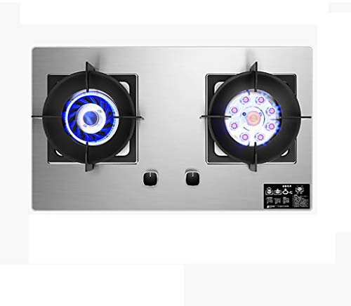 IBOWZ Burners Gas Hob 75CM Built-in Gas Stove，Stainless Steel Table-Top Cooking,2 Cast Iron Portable Hob Rings (4800W&7000W)，With Flame Failure Protection [Energy Class A] (Size : LPG)