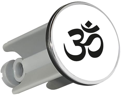 Huuraa Waschbeckenstöpsel Om Symbol Geschenk | Universal Stopfen 4cm höhenverstellbar Abflussstopfen Geschenkidee Stöpsel mit Motiv für das Waschbecken
