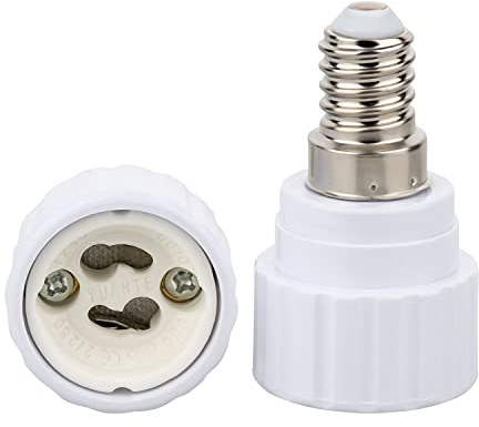 ISOLATECH 1x E14 Adapterfassung für GU10 Lampenfassung Weiß max.250V/2A | Konverter für LED- und Energiesparlampen, Ohne Kabel, Für Haushalt, Garage und Garten