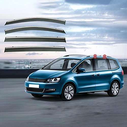 JIMORY 4 Stück Auto Seitenfenster Windabweiser Regenabweiser, FüR VW Sharan 7N 2011-2022 Autofenster Windabweiser Autofenstervisiere Regenschutz