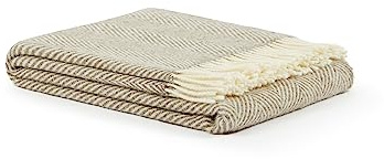 LANEROSSI, Plaid Iseo Spina, 130x170 cm, pura lana vergine, peso invernale, beige