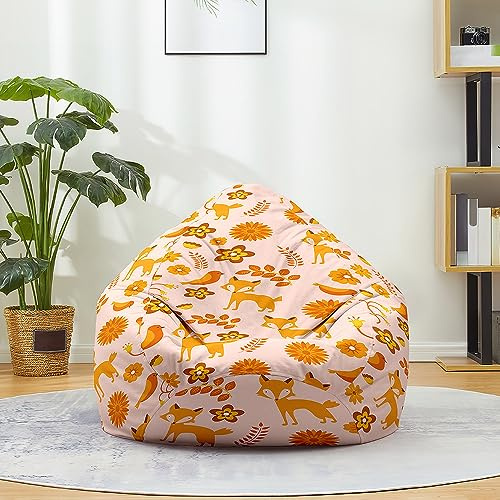 FANSU Sitzsack Waschbar Niedliche Tiere Sitzsack Ohne Füllung Sitzsäcke für Kinder Erwachsene Sitzsack Outdoor Indoor Stofftier Aufbewahrung mit Reißverschlus (Fuchs C,100x120cm)