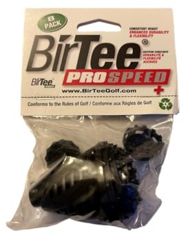 BirTee Golf Tees - PRO Speed Plus with Flexibility & Durability - 8 Pack. Indoor Golf Tees/Golf Simulator Tees/Winter Plastic Golf Tees (Black)