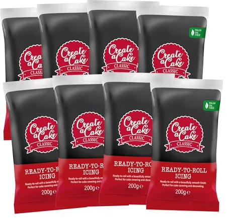 Create A Cake Ready To Roll Icing | Black Fondant Icing | Palm Free Sugar Paste For Cake Decorating, Cupcakes, Cookies, Cakes - 1600g