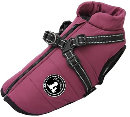 Hundejacke Winterweste Jacken Hundemantel Hundepullover Haustier Skifahren Kostüm Ärmellose Baumwolle Gepolsterte Weste Mit Brustgurt Gurt (Lila, L)