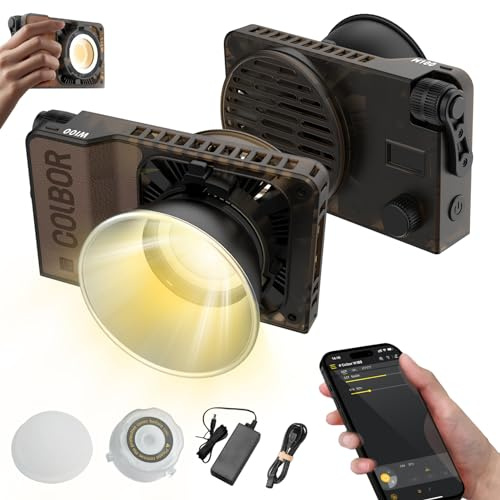Lumière Caméra, COLBOR W100 LED Lampe Vidéo 100W, Eclairage Lumiere Photo Professionnelle 2700K-6500K, Contrôle par Application Variable, pour Tournage Vlog