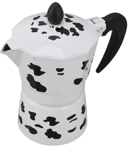 y Espresso para Estufa, Moka con Patrón de Vaca Lechera, Moka Pot de Estilo Italiano Clásico, Moka Pot, para el Hogar, café, Uso en Tiendas (3 Tazas 150ML)
