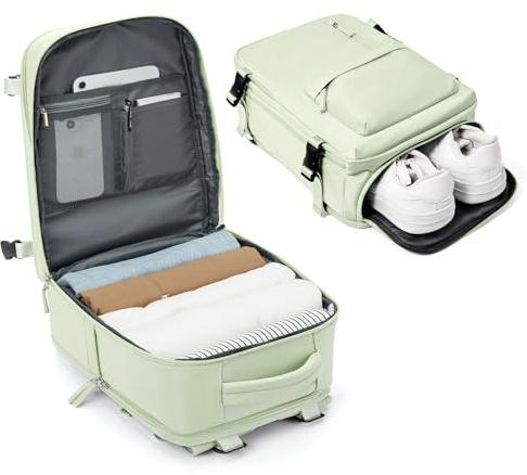 BJLFS für Easyjet Handgepäck 45x36x20 Groß Reiserucksack Handgepäck Flugzeug 45x36x20 Handgepäck Tasche Leichtgewich Laptop Rucksack 15.6 Zoll für Herren Damen,Minzgrün