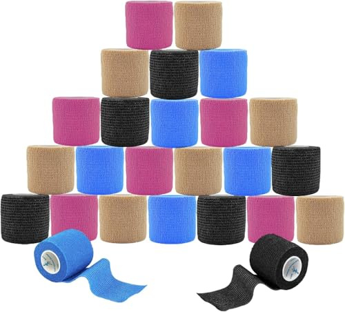 ANAMPION Selbstklebender Verband 24Rollen,5cmx4.5m Elastische Binde Bandage