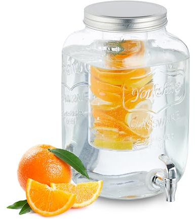 Relaxdays Dispenser per Bevande con Rubinetto, 8 Litri, Contenitore con Coperchio, per Acqua e Limonata, Trasparente