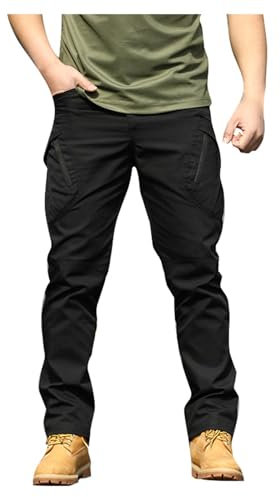 SRZYMJ Jogginghose Herren Sommerhose Herren Jogginghose Herren Baggy Hip Hop Herren Jeans Schwarz Trachtengürtel Herren Basketballshorts Für Herren Schwarz Reißverschluss Stoffhose Herren Sommer L