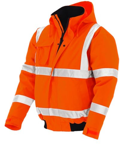 pka Warnschutz Pilotenjacke für die Arbeit - Wasserdichte & Winddichte Arbeitsjacke in Orange Größe XXL