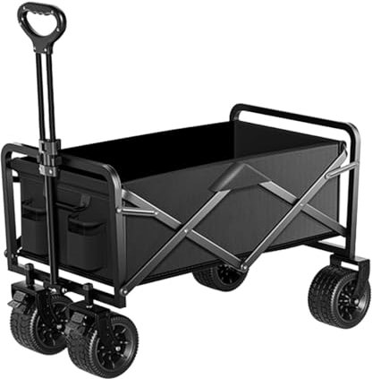 Bollerwagen Faltbar Strand Strandwagen Klappbar Gartenwagen Mit Rollsitz Transportkarre Klappbar Handwagen Faltbar Mit Getränkehaltern Für Den Einkauf Im Freien(/Black)