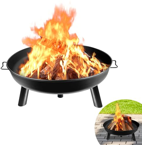 Suusolny Feuerschale ∅80cm Montierbar Gusseisen-Metall Runde Feuerschalen für den Garten Terrasse feuerkörbe mit Griffen Große Feuerschale Feuerkorb Feuerstelle