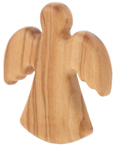ibasenice Holzengel Figurine Für Gebet Handgefertigte Abstrakte Engel Skulptur Aus Festem Holz Dekorative Tischdeko Für Christliche Rituale Symbol Für Schutz Und Segen
