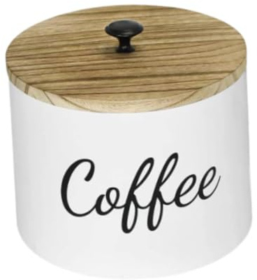 FytStycale Porte-filtre à café, en bois avec couvercle, récipient décoratif, organisateur de rangement de filtre à café rustique pour accessoires de café de bar, Blanc