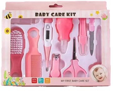 Baby-Pflegeset mit Bürste, Kamm, Nagelschere, Thermometer und mehr
