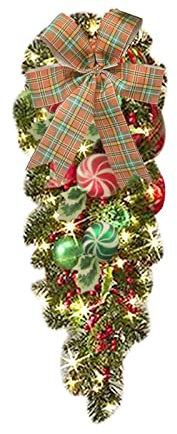 Generisch Weihnachtsschmuck Tote Zweige Weinring Anhänger Weihnachtsrohr Girlande Türhänger Weihnachtskranz Holzring 20 cm Durchmesser Einzeln (AS Shown, One Size)