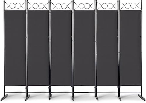 6 Panel Room Divider, 5.74FT Room Dividers Free Standing, Portable Folding Privacy Screen Wall Room Partition Separator for Living Room, Bedroom, Dining Room, Office, Restaurant, Hospital (Black)