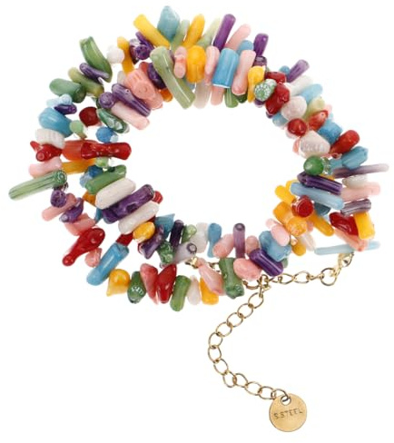 Holibanna Strandkorallenkette Boho Perlenkette klobiger Schmuck Sommer Halskette für Frauen