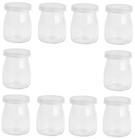 Zerodeko 10 Piezas Botella de Vidrio Grande con Tapa para Jugo Leche y Pudín Frascos de Vidrio Transparentes Recipientes para Pudín Unidades