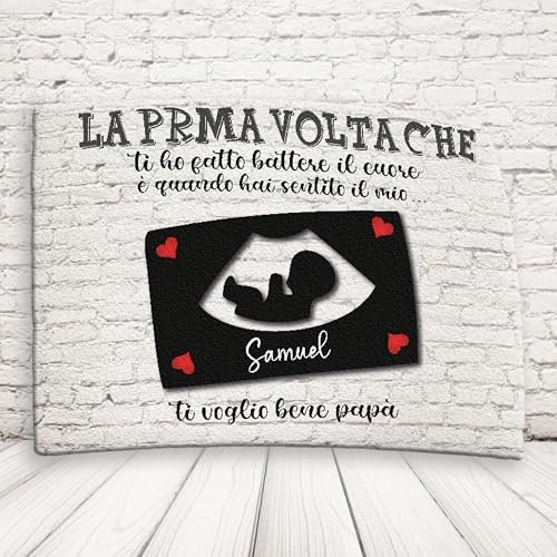 Tovaglietta per Colazione in canvas per Festa del Papà - Personalizzata con Nome e Frasi Divertenti - Idee Regalo papà Buon Compleanno Natale Anniversario ''LA PRIMA VOLTA''