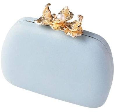 TingHaoO Auffällige Abendtasche für Damen, Schultertasche, Umhängetasche, lässige Bankette und Bälle, Handtasche mit abnehmbarer Kette, hellblau