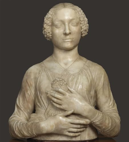 ZHAOSHAN Berühmte Gemälde Leinwand drucken Ölgemälde Wandbilder Dame mit Blumenstrauß von Andrea Del Verrocchio Abstraktes Foto Bild für Wanddekoration 60x90cm