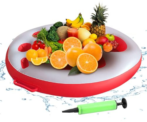 Kustimantu - Portavasos flotante para piscina, portavasos hinchables, multicompartimentos, organizador de bebidas plegable con bomba para playa, piscina, viajes, picnic familiar y fiestas