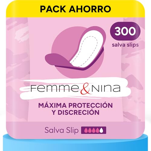 FEMME & NINA 300 Salvaslip Abosorbentes, Protegeslips Alta Fijación para Máxima Seguridad, Algodón con Tacto Suave para Extra Confort