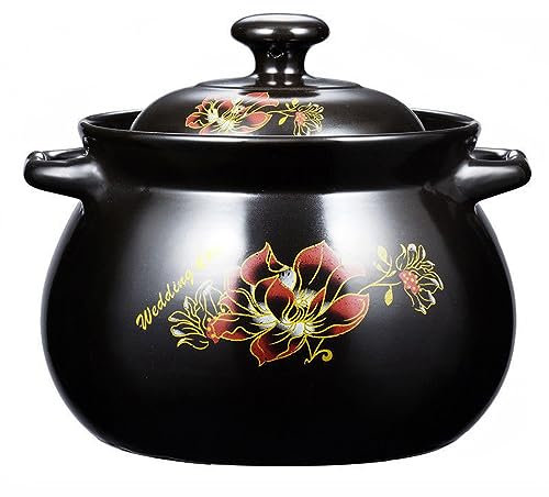 Ceramic Clay Pot for Cooking with Lid, Chinese Stew Hot Pot, Earthenware Pot for Cooking Rice, Noodle and Porridge Milk Soup, Casserole Nonstick Cookware-5.5L ()