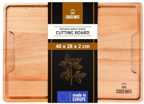 COOKERS MATE tagliere legno grande, tagliere cucina, cutting board, chopping board, reversibile con scanalatura, dimensioni XL 40x28cm, igienico e resistente. taglieri legno professionali