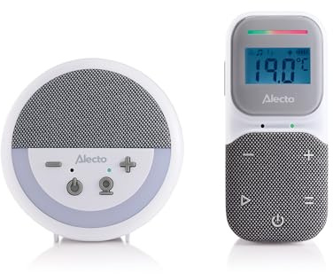 Alecto DBX150 - Luxuriöses Full Eco DECT Audio Babyphone mit Projektor, Display, Nachtlicht und Schlafliedern - Weiß/Grau