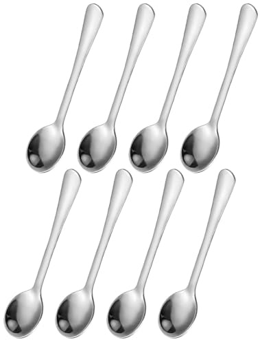JUKOTA Lot de 8 petites cuillères à expresso en acier inoxydable - Mini cuillères à expresso - 7,5 cm - Jolies petites cuillères à épices en acier inoxydable pour épices, sel, miel, cuillères à café