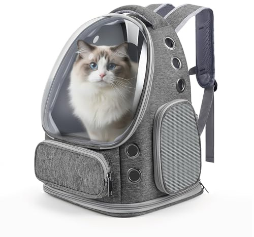 Sac à Dos de Transport pour Chat avec Fenêtre Bulle, Portable, Pliable, Respirant, Léger, 42x34x24 cm, pour Chats et Petits Chiens jusqu'à 5 kg