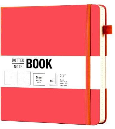 MS MY STATIONERY Bullet prickig journal prickigt rutnät anteckningsböcker 140 gsm syrafritt tjockt papper 160 sidor hårt omslag lägga platt bindning – 20 x 20 cm dagbok (plommonblom)