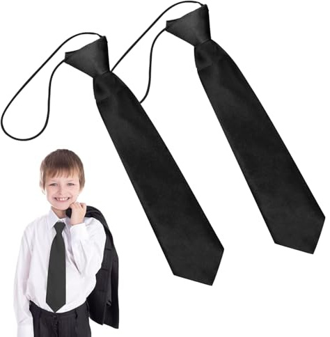 Lumivra 2 Pack Adjustable Boys Black Tie for Formal Events & School Uniforms - Classic Design & Premium Fabric