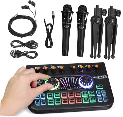 Mobestech Kit De Equipo Para Podcast Con Doble Micrófono Tarjeta De Sonido Para Dj Mezclador De Audio Para Transmisión De Podcasts y Grabación De Estudio