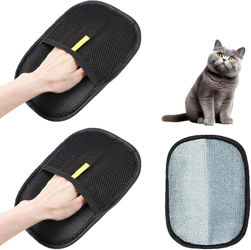 PurePath Tierhaarentferner-Handschuh, waschbar und wiederverwendbar, elektrostatischer Hunde- und Katzenpflege-Handschuh für Möbel, Autositze, Kleidung (schwarz)