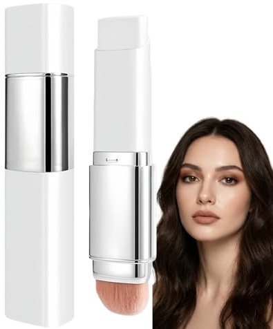 2-in-1 Colour Changing Foundation Stick with Built-in Brush,Full Coverage Hydrating White Foundation,Korean Cream Stick,Lightweight Waterproof Makeup,Adaptive Skin Tone,Long-Lasting(Deep skin)