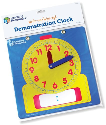Learning Resources Write & Wipe Demonstration Clock - 1 Piece, Clocks for Teaching, First Grade Learning Games, Teaching Time Essentials, Homeschool Supplies, Classroom Supplies