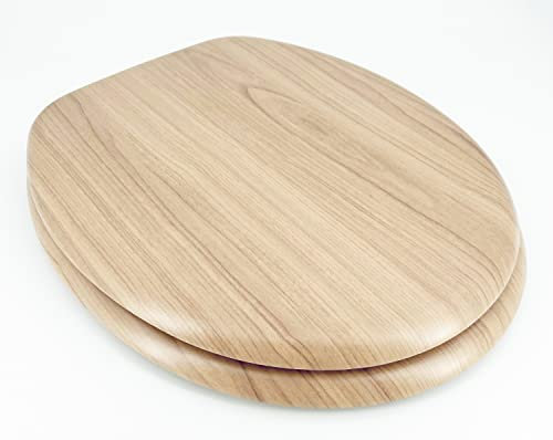 WC Sitz Klobrille Nussbaum mit Holzkern und messingverchromten Scharnieren