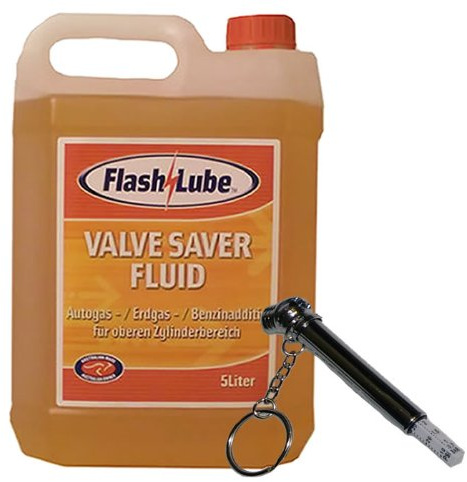 FlashLube Valve Saver Fluid Ricarica Flacone (5,0 L) + tester di pressione pneumatici