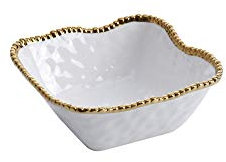 Pampa Bay Golden Salerno - Ensaladera Cuadrada Porcelana (Blanco y Dorado)