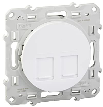 Schneider Electric - Odace, prise double RJ45 Blanc, grade 3 (multimédia) cat. 6 STP, à vis - S520486