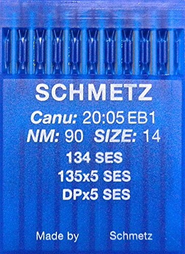 SCHMETZ 10 134 SES Nähmaschine Nadeln Rundkolben DPx5 SES Stärke 90/14 (Industrie)