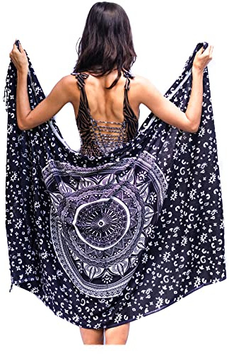 Mandala Life ART Pareo de Playa Para Mujer Boho Bikini Cover Up Cubierta Envolvente Falda Sarong Chal Vestido Piscina Vacaciones De BañadorTraje De Baño Tapiz Bohemio Colgar en la Pared 180x115cm